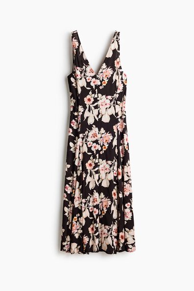 Godet-pleated crêpe dress