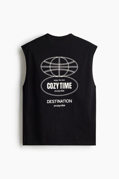 Loose Fit  Printed cotton vest top