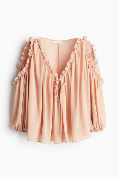 Cold-shoulder chiffon blouse