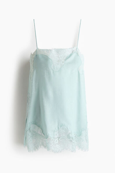 Lace-trimmed jacquard-weave top