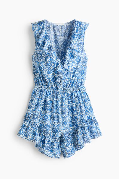 Flounced viscose-blend playsuit