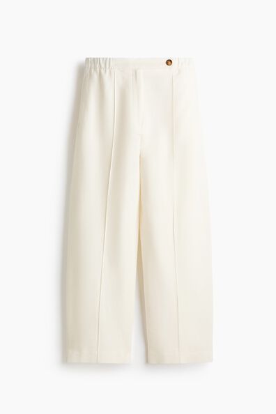 Linen-blend barrel trousers