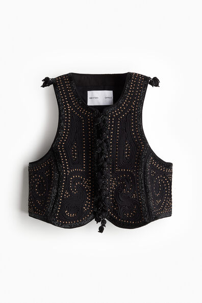 Embroidered canvas waistcoat
