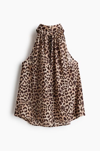 Scarf-collar chiffon top