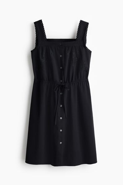Embroidered button-front dress