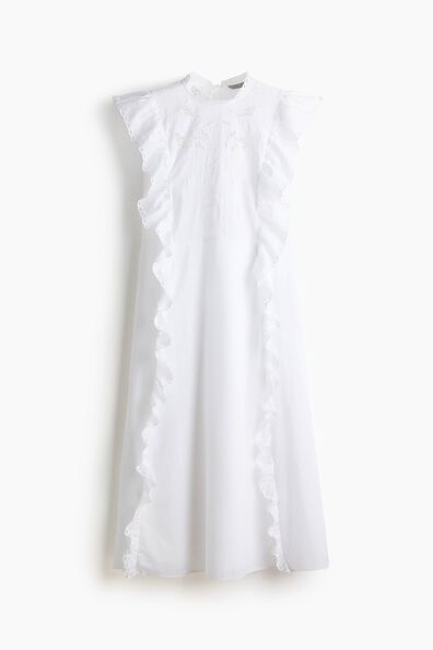 Embroidery-detail cotton dress