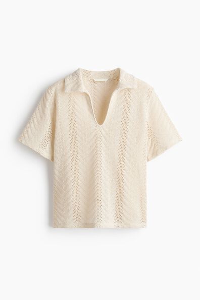 Crochet-look polo shirt