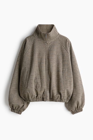 Balloon-sleeved jacquard-knit jacket