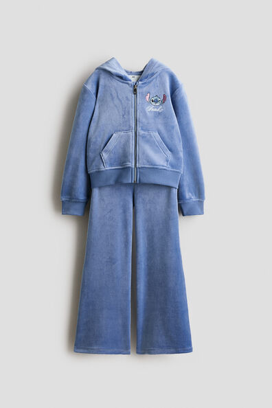 2-piece embroidery-detail velour set