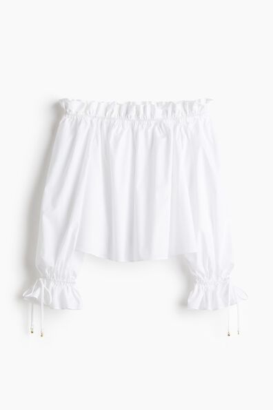 Off-the-shoulder poplin blouse