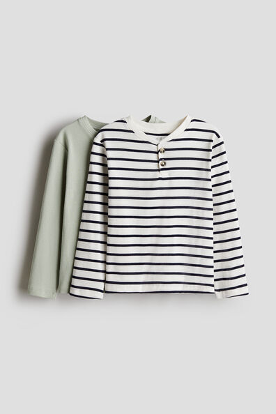 2-pack ribbed Henley tops