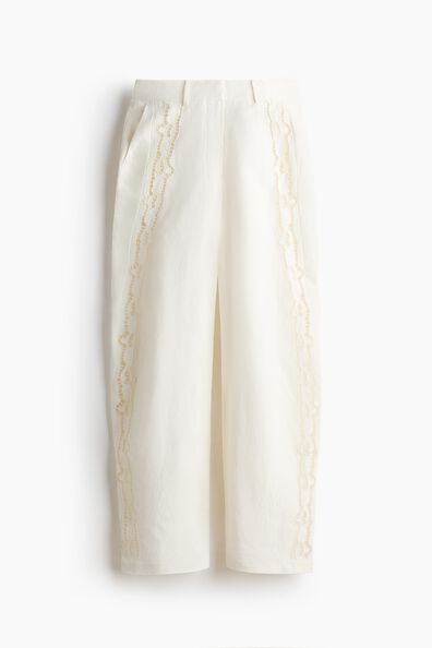 Linen-blend barrel trousers