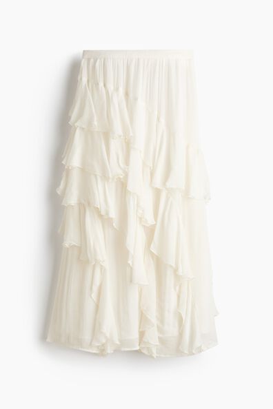 Crinkled tiered skirt