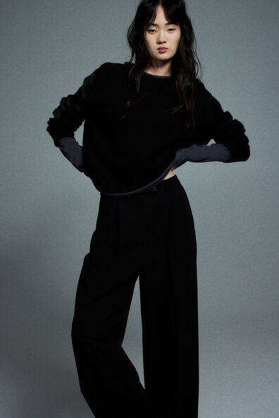Wide twill trousers