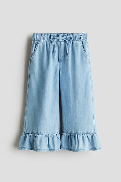 Cropped denim-look trousers