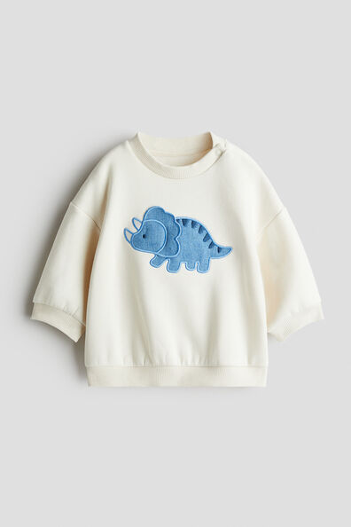 Motif-detail brushed-inside sweatshirt