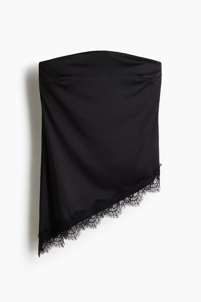 Lace-trimmed tube top