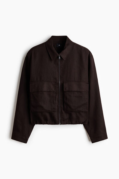 Linen-blend zip-through overshirt