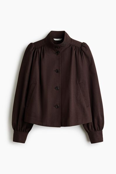 Puff-sleeved twill jacket