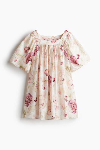 Balloon-sleeved tunic dress