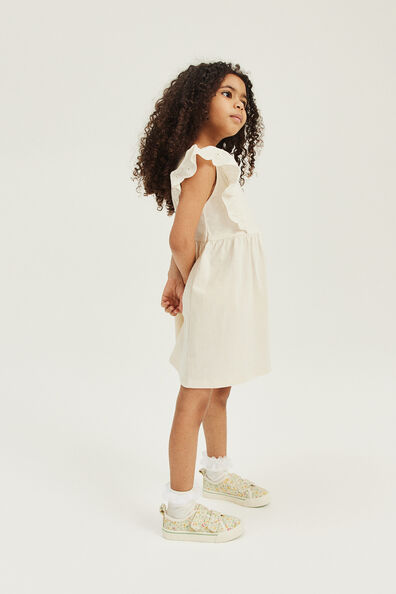 Flounce-trimmed jersey dress