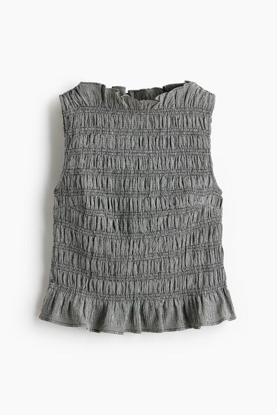 Smocked frill-trimmed top