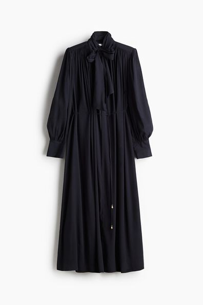 Bow-collar shirt dress