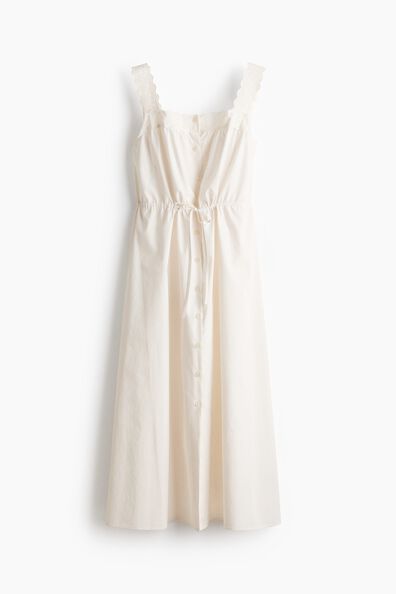 Drawstring-detail poplin dress