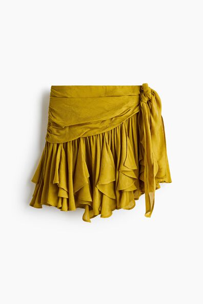 Asymmetric viscose mini skirt