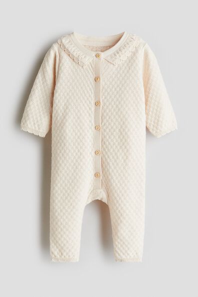Textured-knit cotton romper suit