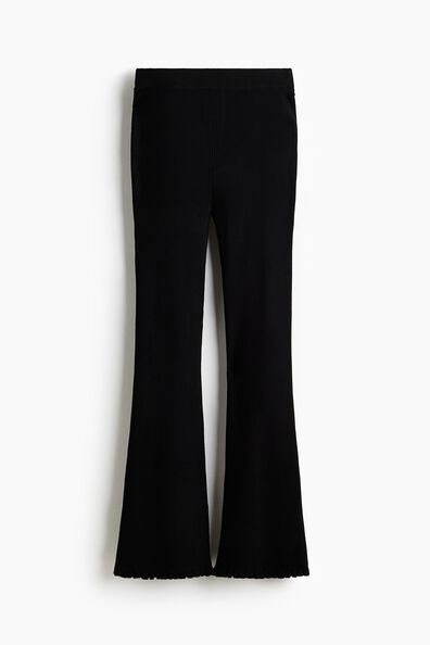 Flared rib-knit trousers