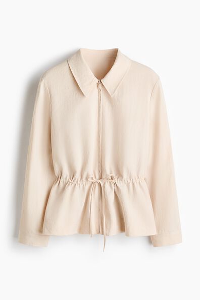 Zip-through peplum shirt