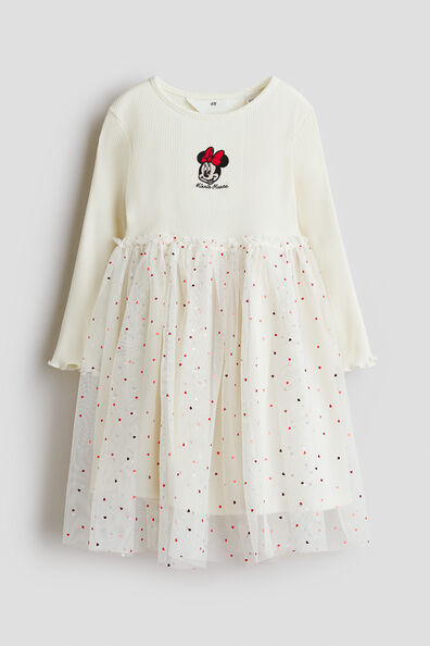 Motif-detail tulle dress