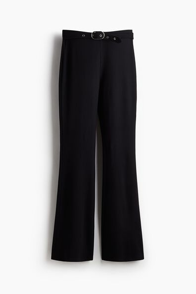 Flared belt-detail trousers