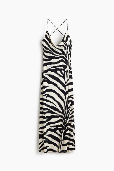 Printed cowl-neck dress