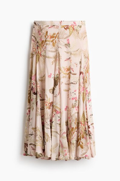 Flared viscose-blend skirt