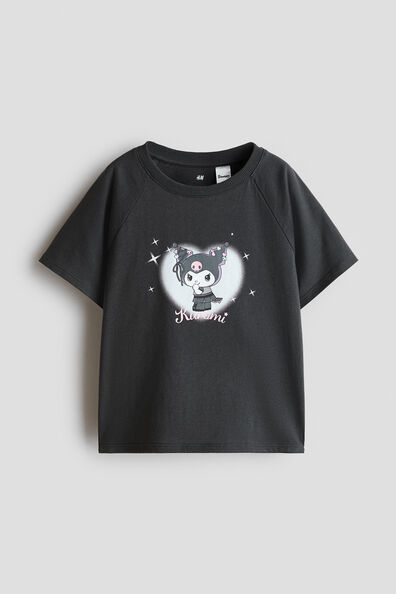 Print-motif cotton T-shirt