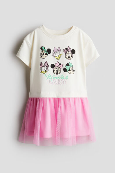 Print-motif tulle dress