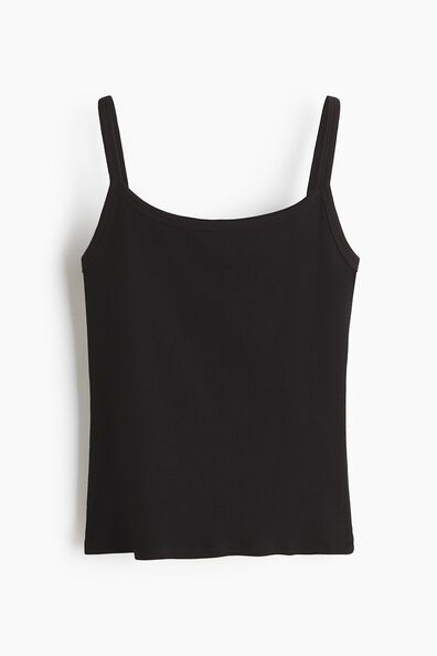 Ribbed cotton strappy top