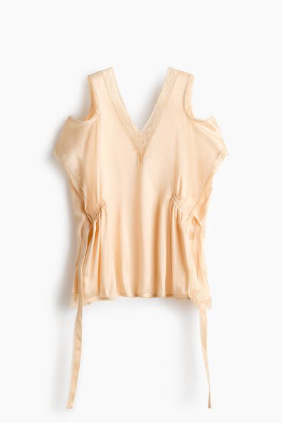 Lace-trimmed satin top