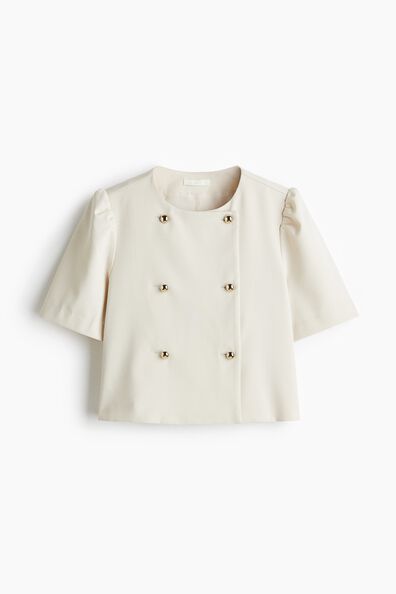 Puff-sleeved twill jacket