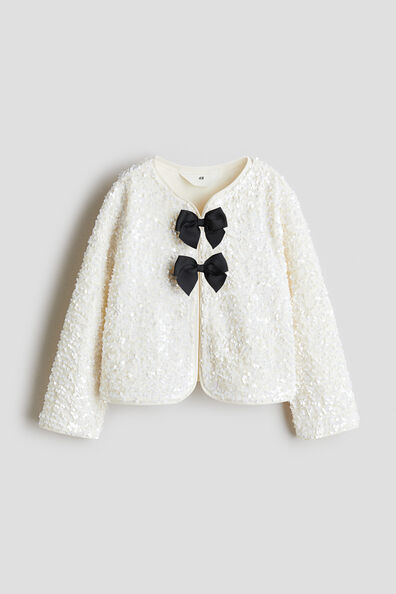 Bow-detail sequined jacket