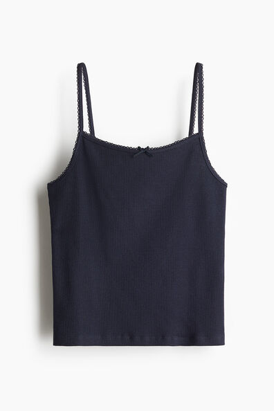 Picot-trimmed strappy top