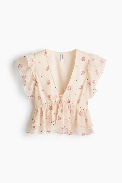 Frill-trimmed chiffon top