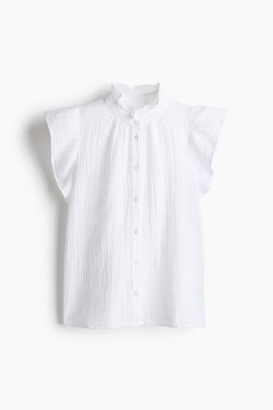 Flutter-sleeved muslin blouse