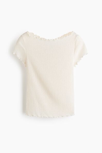 Crinkled boat-neck top