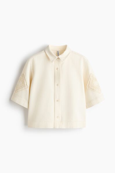 Short-sleeved denim shirt
