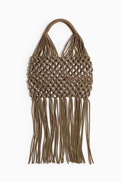 Fringed net shoulder bag