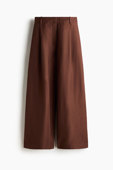Wide linen-blend trousers