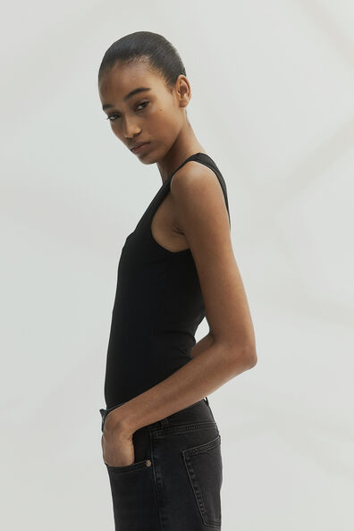 Square-neck jersey top